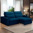 Ver imagem 1 de Sofa 2 Lugares Retrátil Reclinavel 200cm Veludo Azul Marinho Andreza
