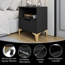 Ver imagem 7 de Mesa de Cabeceira Vegas 1 Gaveta com Nicho Base de Aço Design Moderno - Preto/pé Dourado