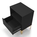 Ver imagem 2 de Mesa de Cabeceira Vegas 1 Gaveta com Nicho Base de Aço Design Moderno - Preto/pé Dourado