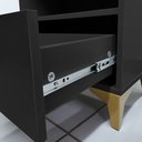 Ver mais imagens de Mesa de Cabeceira Vegas 1 Gaveta com Nicho Base de Aço Design Moderno - Preto/pé Dourado