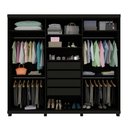 Ver imagem 3 de Guarda-Roupa Casal Valenza 6 Portas 4 Gavetas Ripado 100% MDF Grafite - Pnr Móveis