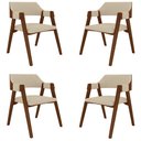 Ver imagem 1 de Kit 4 Cadeiras Sala de Jantar e Jogos Carteados Madeira Maciça Poker Linho Offwhite/imbuia G42 - Gra