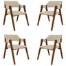 Kit 4 Cadeiras Sala de Jantar e Jogos Carteados Madeira Maciça Poker Linho Offwhite/imbuia G42 - Gra - 1