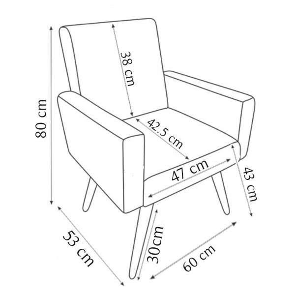 Kit 6 Poltrona Decorativa para Sala Nina e 2 Puff Redondo Suede Cinza Pé Castanho - 6