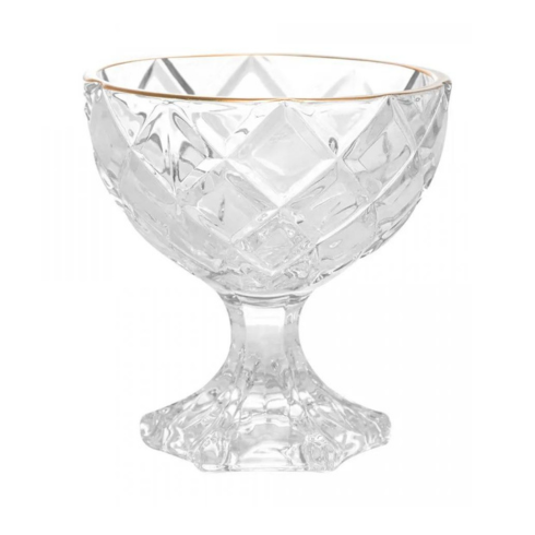 Taça de Sobremesa de Vidro Deli Diamond com Fio de Ouro 310ml Ke Home Real Gold Rimmed - 2
