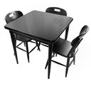 Ver imagem 1 de Cj Mesa Madeira 80x80cm - Base 4pé 78cm + 3 Cadeiras 43 - Preta - Liso