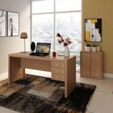 Ver imagem 1 de Kit Escritório com Mesa 3 Gavetas e Balcão 2 Portas Am Cor:amêndoa