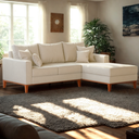 Ver imagem 3 de Sofá 3 Lugares Beny com Chaise Direito Corino Bege