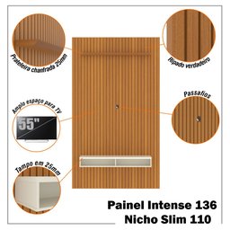 Painel Ripado para Tv até 55 Polegadas Intense com Nicho 139cm - 2 Painel Ripado para Tv até 55 Polegadas Intense com Nicho 139cm - 2
