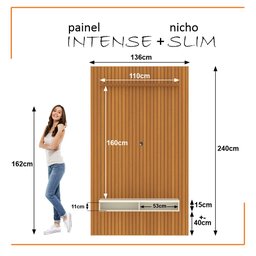 Painel Ripado para Tv até 55 Polegadas Intense com Nicho 139cm - 10 Painel Ripado para Tv até 55 Polegadas Intense com Nicho 139cm - 10