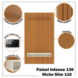 Painel Ripado para Tv até 55 Polegadas Intense com Nicho 139cm - 2