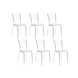 Cadeira Sala de Jantar 1700 Kit 6 Un Cromado/Courano Branco - Carraro - 1