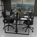 Ver imagem 2 de Estação de Trabalho Mesa Plataforma Industrial 4 Lugares Office Preto