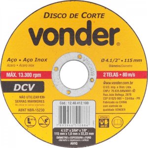 Disco de corte 1150 mm x 10 mm x 2223 mm DCV Vonder