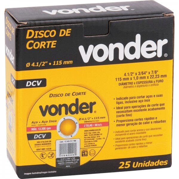 Disco de corte 1150 mm x 10 mm x 2223 mm DCV Vonder - 2