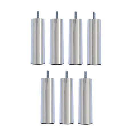 Kit 7 Pés Cama Box Solteiro ou Bipartida Tubo 13 Cm Cor:cromado