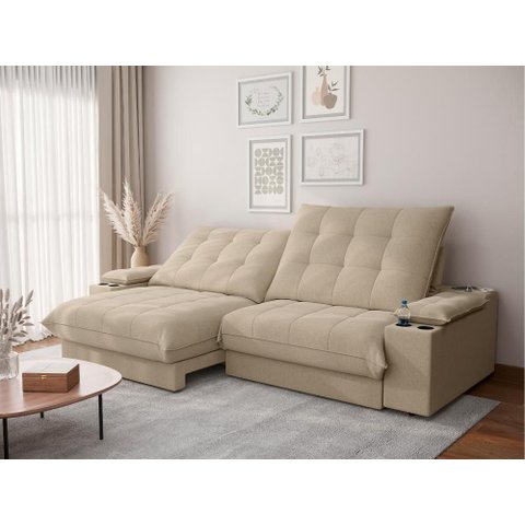 Sofá Thor 2,50cm com Super Pillow e Molas Ensacadas Linhosoft - Netsofas - Bege