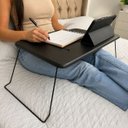 Ver imagem 3 de Mesa Dobrável para Sofá ou Cama Portátil Multiuso Home Office, Refeição, Trabalho - Preto Lh Móveis