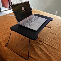 Suporte Multiuso para Notebook Dobrável com Pés de Ferro Preto - Lh Móveis - 9
