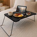 Ver mais imagens de Mesa Dobrável para Sofá ou Cama Portátil Multiuso Home Office, Refeição, Trabalho - Preto Lh Móveis