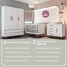 Quarto de Bebê Retrô Lorena Completo Berço 3 em 1 Ludmila Guarda Roupa 3 Portas Cômoda Infantil - 2