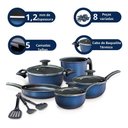 Ver imagem 4 de Jogo 8 Panelas Caçarola Panelas Completo e Utensilios - Azul