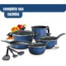 Jogo 8 Panelas Caçarola Panelas Completo e Utensilios - Azul - 3