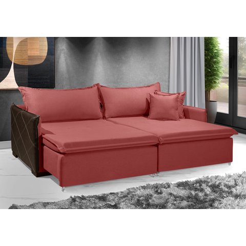 Sofá sem Caixa Retrátil Reclinável Mônaco 1,80m Estilo Estofados - França Linhosoft Cor "vermelho"