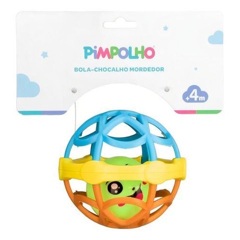 Bola Chocalho Mordedor Bebe Unissex Pimpolho Cor Laranja