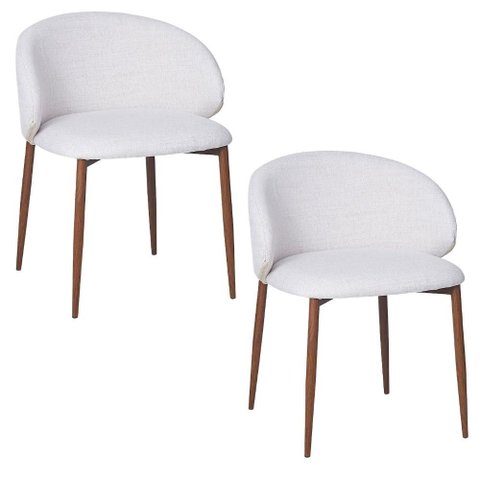 Cadeira P/ Mesa Jantar Estofada Courino ou Linho 2 unidades Cor:nude com Amadeirado