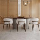 Ver imagem 2 de Cadeira P/ Mesa Jantar Estofada Courino ou Linho 2 unidades Cor:nude com Amadeirado