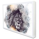 Ver imagem 2 de Quadro Decorativo Leão Artístico em Moldura Caixa Tacolado Moldura Trad 1cm Branca com Vidro 20 X 30