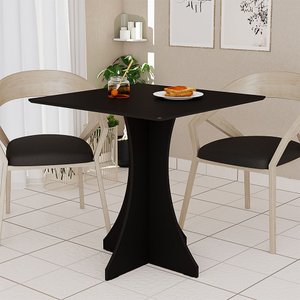 Mesa de Jantar Quadrada Lara 4 Lugares 70x70 Base em X em Mdf - Preto