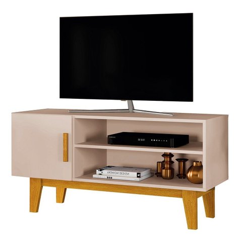 Rack Bancada para TV de até 42" 1 Porta Dallen Off White/Naturale