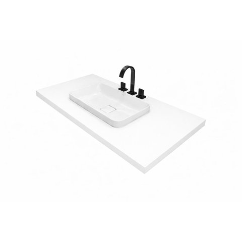 Bancada Reta para Banheiro 60x40x10 de Cuba de Sobrepor Cor:Branco