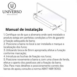 Barra / Alça de Apoio 50 Cm Inox Idoso ou Deficiente - 10