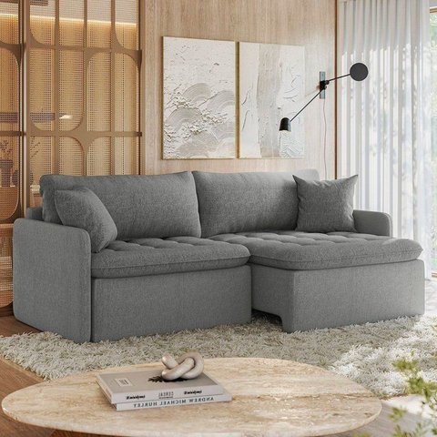 Sofá Cama Retrátil e Reclinável 3 Lugares Bipartido 234cm Belmopã Yescasa