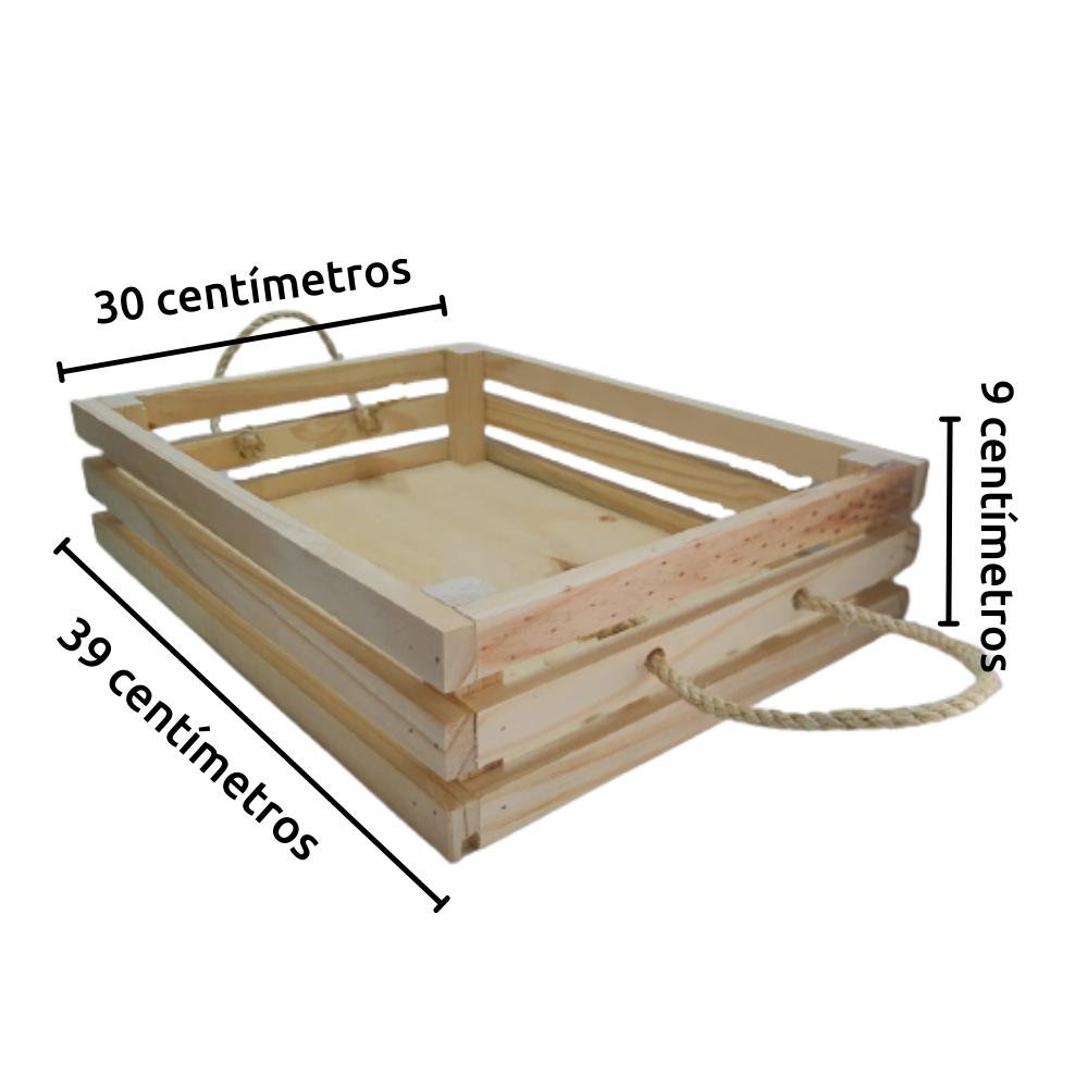 Bandeja Cesta de Madeira Quadrada Com Alça de Sisal - Cesta Café da Manhã Dia dos Namorados - Dia da - 4