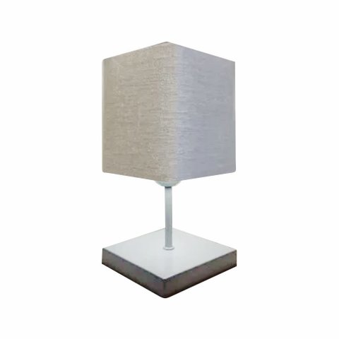 Abajur Cabeceira Para Quarto Quadrado Vivare Md-2008 Cúpula em Tecido - Bivolt - Branco / Rustico Ci