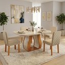 Ver imagem 6 de Sala de Jantar 130x90 Ibiza MDF/Vidro 4 Cadeiras Bom Pastor Naturale/Off Linho Off