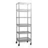 Estante Alta em Aço Inox com Rodas e 6 Prateleiras Ajuste de Altura para Organização da Cozinha - 1