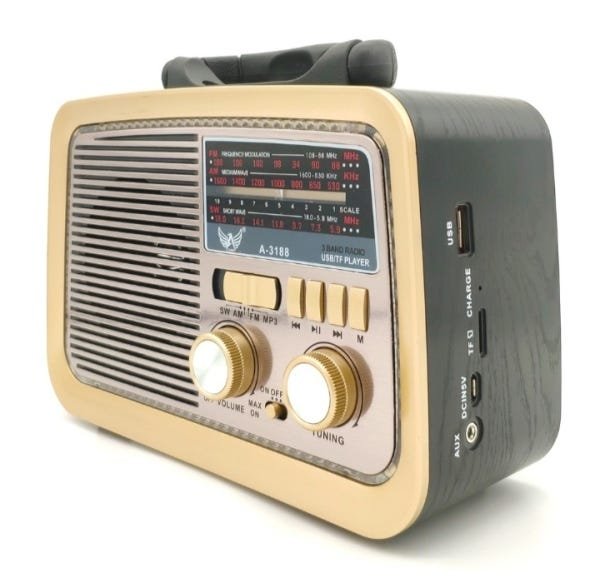 Rádio Am Fm Retro Vintage Sw USB Ys 3188Bt - Pilha Bateria e Tomada - Caixa Som Estilo Antigo Ft:Pre - 2