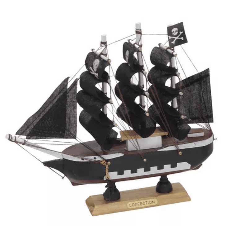 Escultura Decorativo Barco de Madeira 18cm Escultura Decorativo Barco de Madeira 18cm
