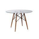 Ver imagem 4 de Mesa Sala de Jantar Vidro Redonda 110cm Vidro com 4 Poltronas Pretas Base Madeira Preto