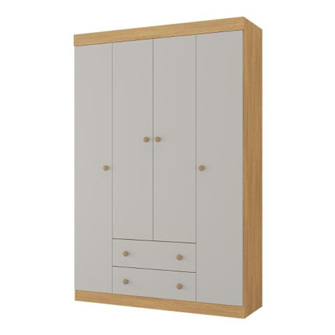 Guarda-Roupa Solteiro 122cm 4 Portas e 2 Gavetas Lira Multimóveis Mp4804 Madeirado/Off White
