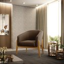 Ver imagem 2 de Kit 02 Poltronas Stella Suede Marrom Base Madeira Castanho - D’Rossi