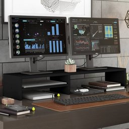 Suporte Stand Base para Monitor Laptop Soft Elevado 95cm em Mdf com 01 Prateleira - Desk Design - 1