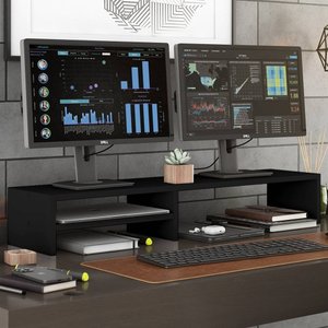 Suporte Stand Base para Monitor Laptop Soft Elevado 95cm em Mdf com 01 Prateleira - Desk Design