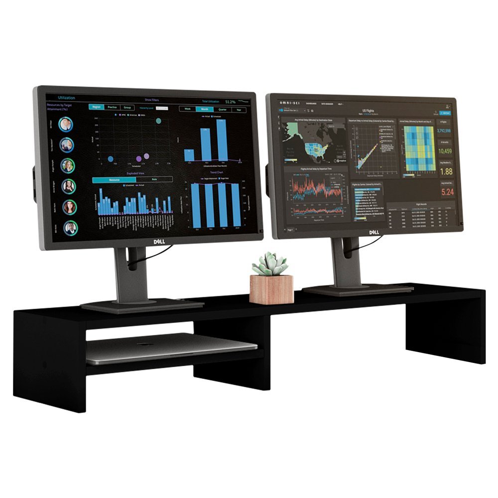 Suporte Stand Base para Monitor Laptop Soft Elevado 95cm em Mdf com 01 Prateleira - Desk Design - 2