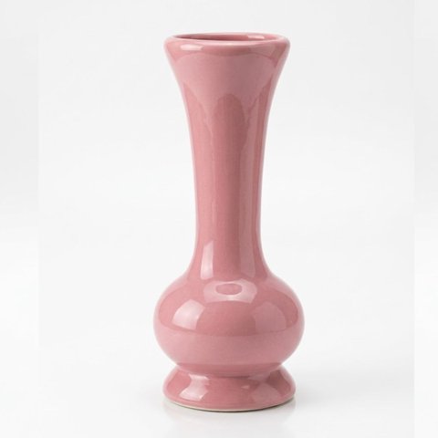 Vaso Solitário Bojudo em Cerâmica Artesanal Decorativa 17,5cm:Rosa